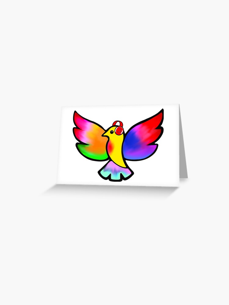 Thumbnail 1 of 2, Greeting Card, Tale Teller Kids Neurodivergence Logo Rainbow Bird In Headphones designed and sold by taletellerclub.