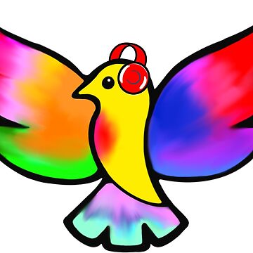 Artwork thumbnail, Tale Teller Kids Neurodivergence Logo Rainbow Bird In Headphones by Tale Teller Club Merch Shop
