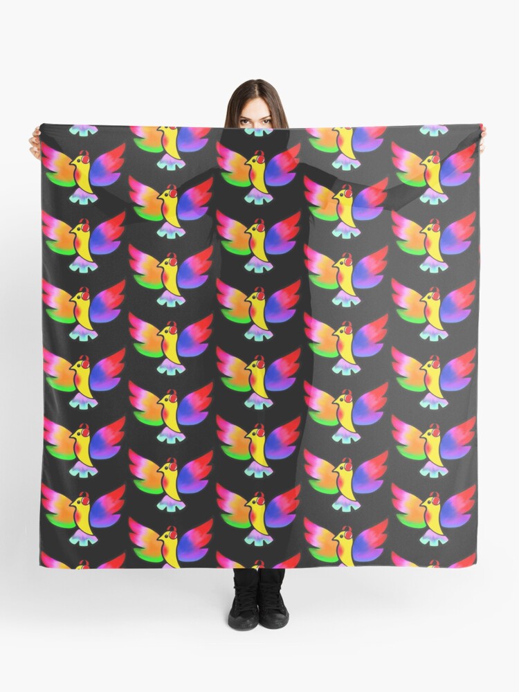 Thumbnail 1 of 3, Scarf, Tale Teller Kids Neurodivergence Logo Rainbow Bird In Headphones designed and sold by taletellerclub.