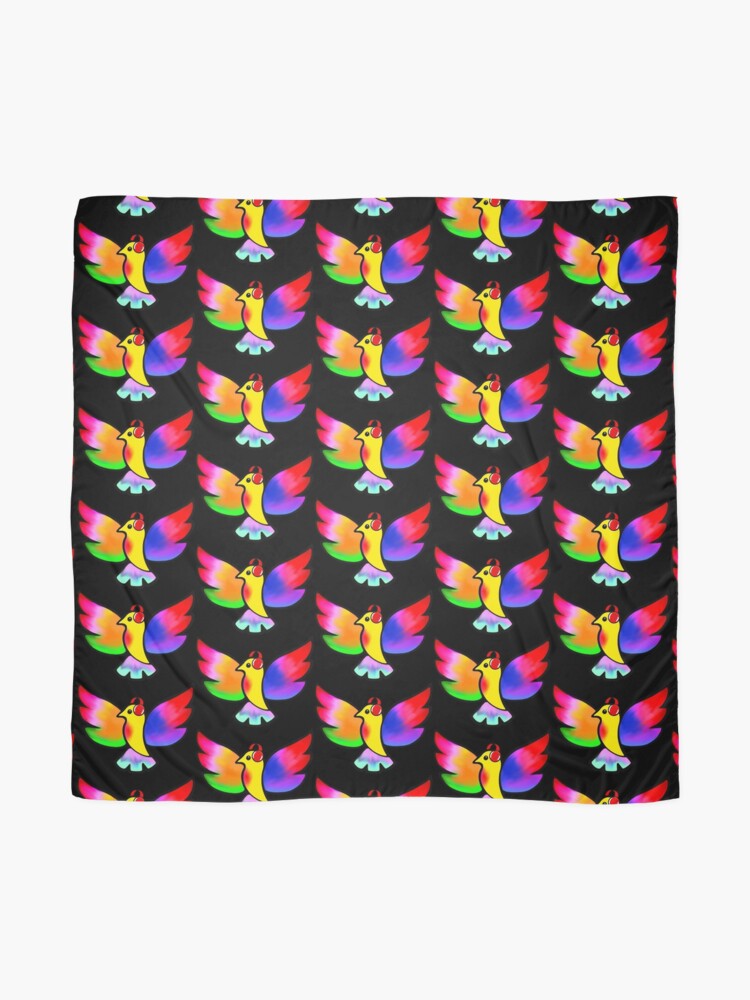 Thumbnail 2 of 3, Scarf, Tale Teller Kids Neurodivergence Logo Rainbow Bird In Headphones designed and sold by taletellerclub.