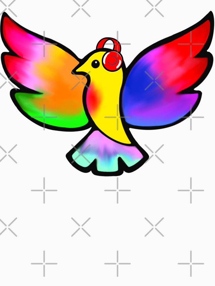 Thumbnail 4 of 4, Premium T-Shirt, Tale Teller Kids Neurodivergence Logo Rainbow Bird In Headphones  designed and sold by taletellerclub.