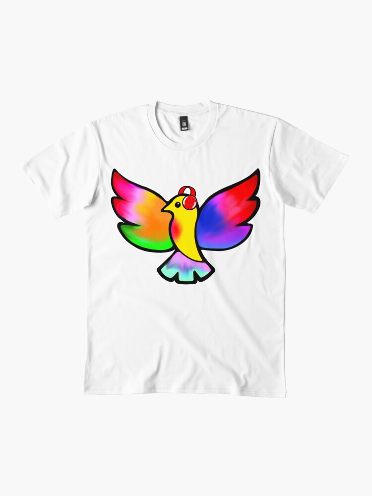 Thumbnail 2 of 4, Premium T-Shirt, Tale Teller Kids Neurodivergence Logo Rainbow Bird In Headphones  designed and sold by taletellerclub.