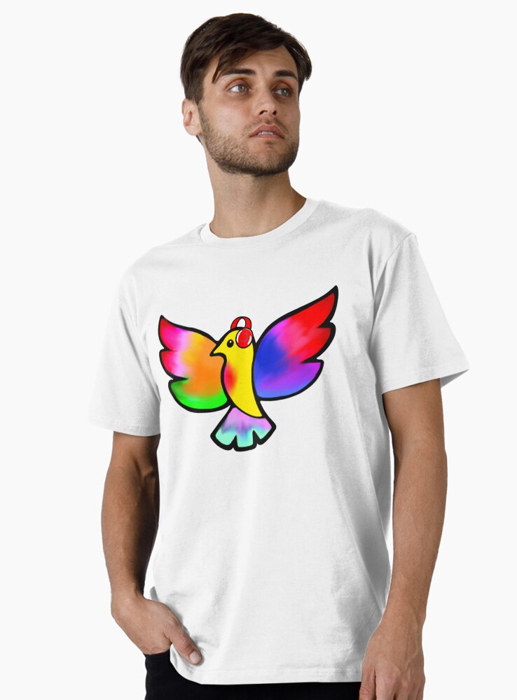 Thumbnail 1 of 4, Premium T-Shirt, Tale Teller Kids Neurodivergence Logo Rainbow Bird In Headphones  designed and sold by taletellerclub.