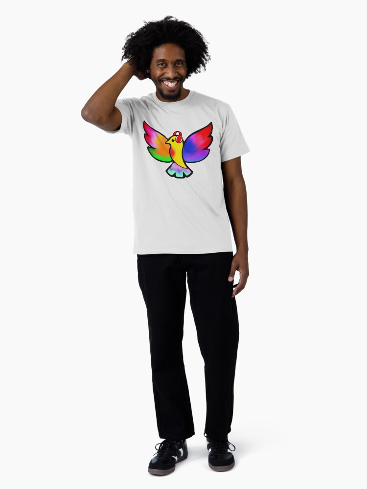 Thumbnail 3 of 4, Premium T-Shirt, Tale Teller Kids Neurodivergence Logo Rainbow Bird In Headphones  designed and sold by taletellerclub.