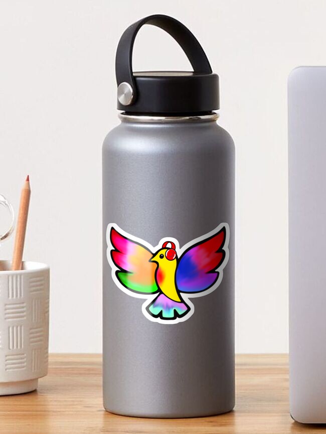 Thumbnail 1 of 3, Sticker, Tale Teller Kids Neurodivergence Logo Rainbow Bird In Headphones designed and sold by taletellerclub.