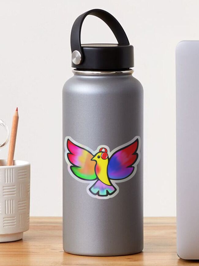 Thumbnail 1 of 4, Sticker, Tale Teller Kids Neurodivergence Logo Rainbow Bird In Headphones designed and sold by taletellerclub.