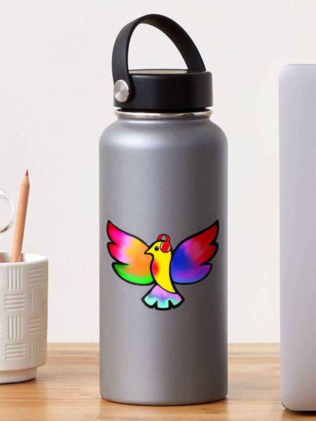 Thumbnail 1 of 3, Sticker, Tale Teller Kids Neurodivergence Logo Rainbow Bird In Headphones  designed and sold by taletellerclub.