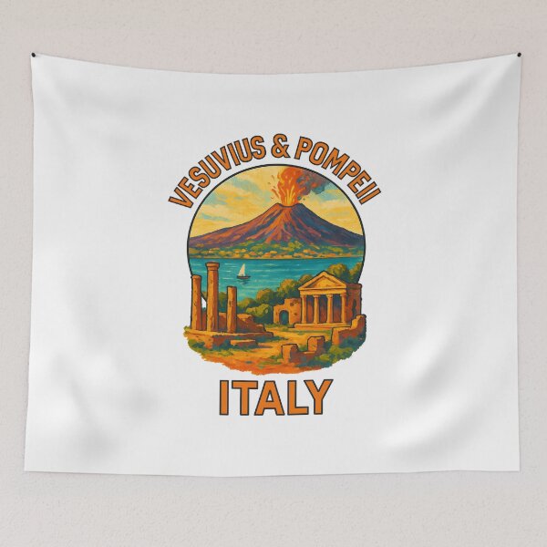 Item preview, Vesuvius and Pompeii – Ancient Italy Volcano & Ruins Travel Art designed and sold by inkNext.