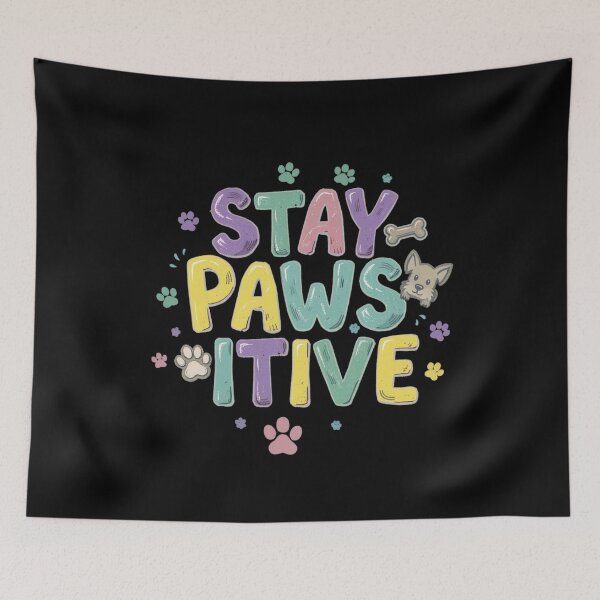 Item preview, "STAY PAWSITIVE" – Cute Motivational Dog Lover Tee designed and sold by AI-volution.