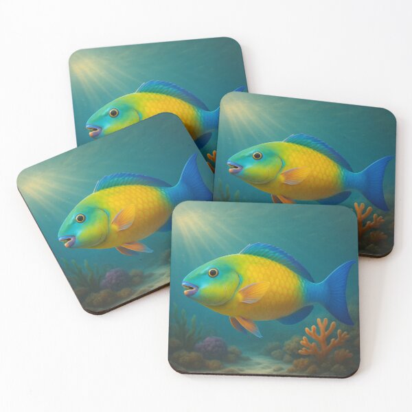 Item preview, Parrotfish Biting Coral on Seafloor designed and sold by DamioPolArt.