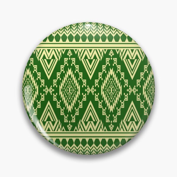 Item preview, Geometric Indigenous Textile Pattern in Green and Cream designed and sold by DesignByNui.