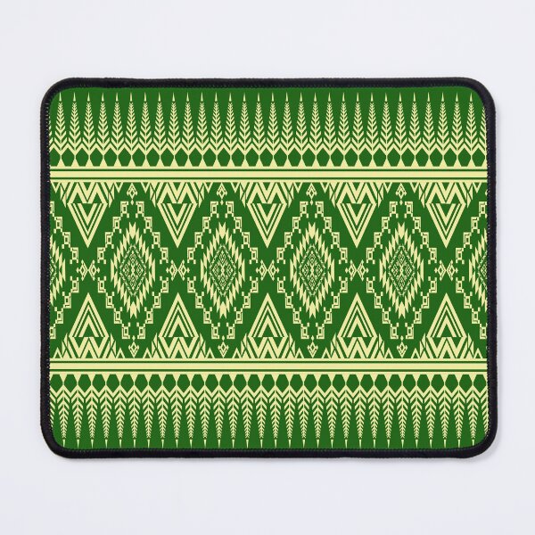 Item preview, Geometric Indigenous Textile Pattern in Green and Cream designed and sold by DesignByNui.