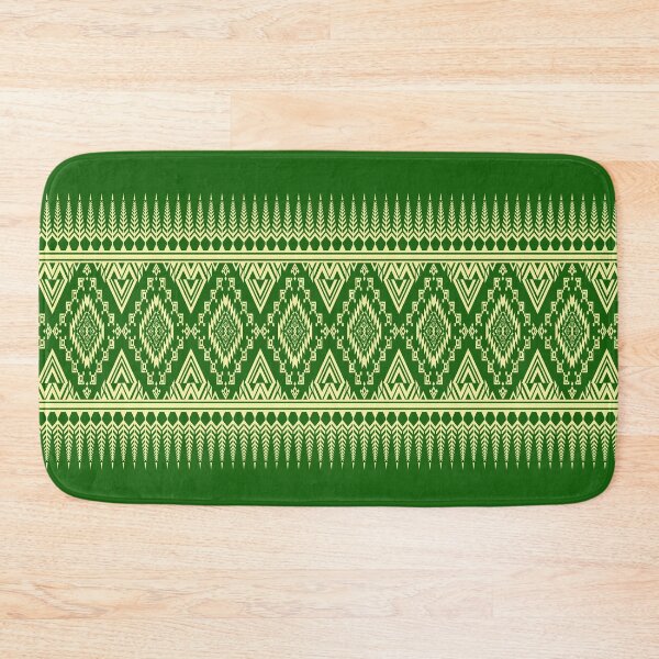 Item preview, Geometric Indigenous Textile Pattern in Green and Cream designed and sold by DesignByNui.