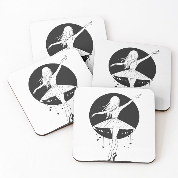 Item preview, Ballerina Silhouette - Minimalist Art with Dripping Hearts designed and sold by QuirkySpark.