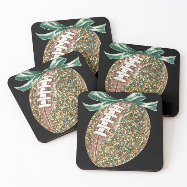 Item preview, Glitter Football with Green Ribbon Watercolor Art designed and sold by haitrieuic96.