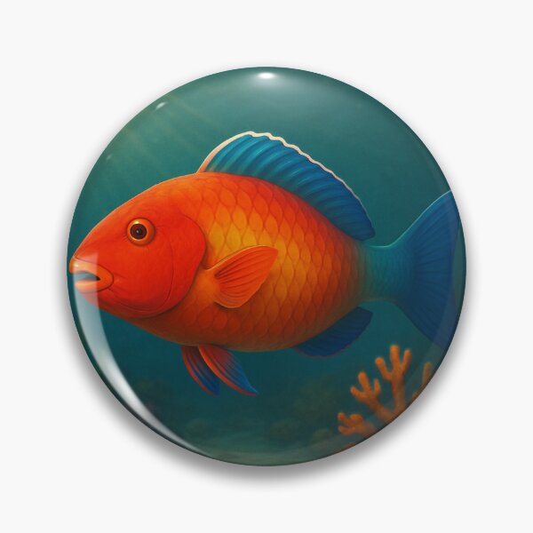 Item preview, Orange Red Parrotfish in Coral Reef designed and sold by DamioPolArt.