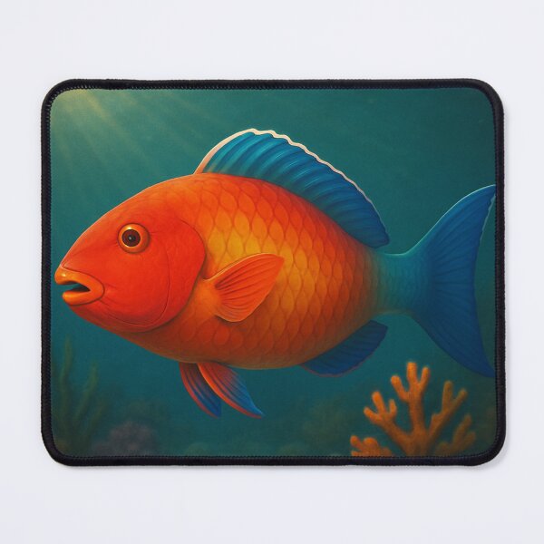 Item preview, Orange Red Parrotfish in Coral Reef designed and sold by DamioPolArt.