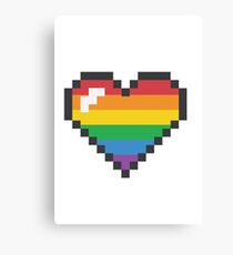 Pride Rainbow Pixel Love Heart Canvas Print