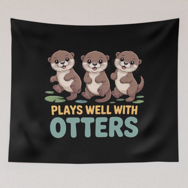 Item preview, Plays Well With Otters - Funny Otter Pun designed and sold by CookWorldLaughs.