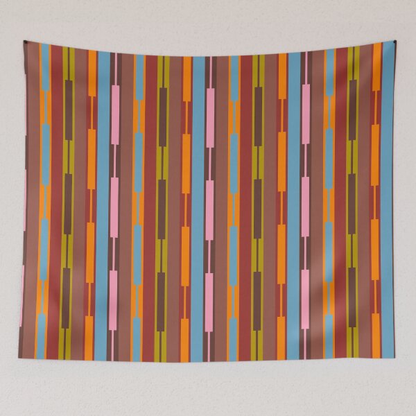 Item preview, Vertical Stripe Geo Chain Eclectic Multicolored Pattern with Brown designed and sold by kierkegaard.