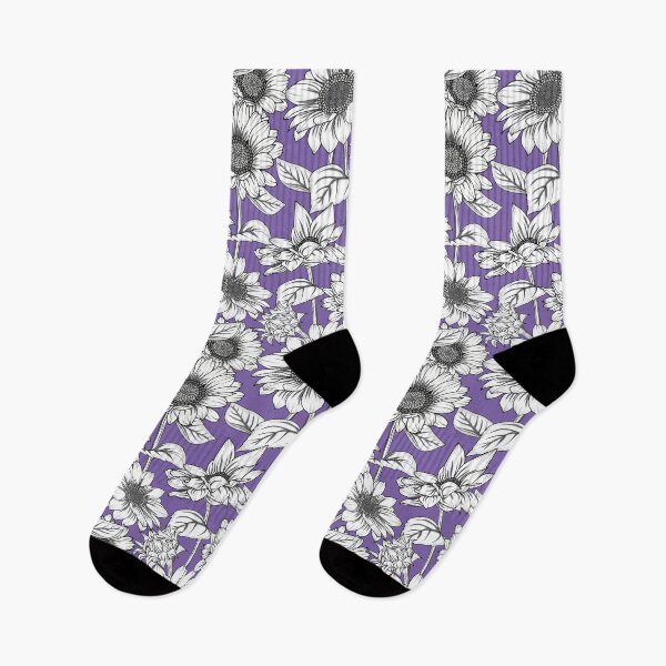 Item preview, Sunflowers Line Art Pattern On Purple designed and sold by Ayesha Saleem.
