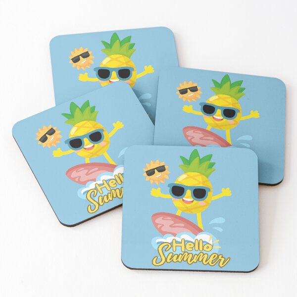 Item preview, Hello Summer: Surfing Pineapple & Cool Sun (Blue) designed and sold by HeeShirt.