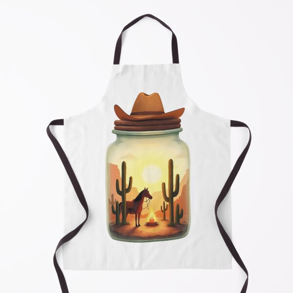 Item preview, Whimsical Western Desert Scene in a Jar – Watercolor Horse, Cowboy Hat & Cacti Illustrati designed and sold by PnrArtDesign.