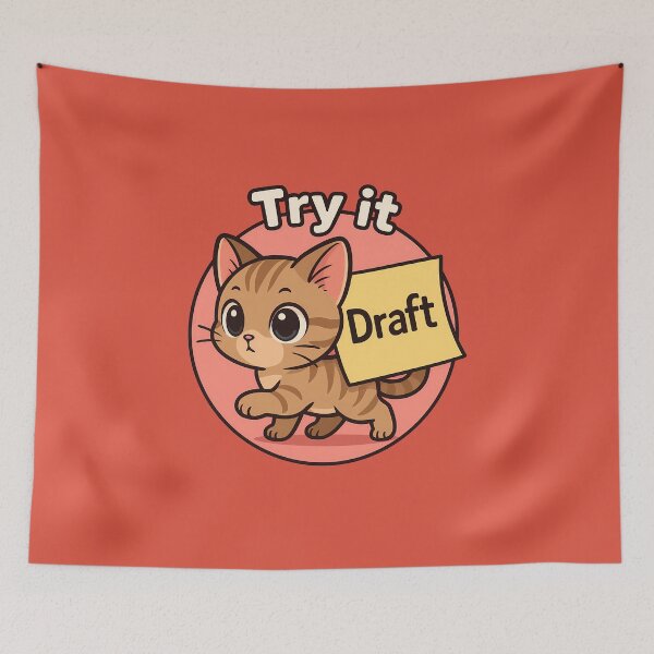 Item preview, Cute Cat Try It Draft Art designed and sold by Yuliya Brush.