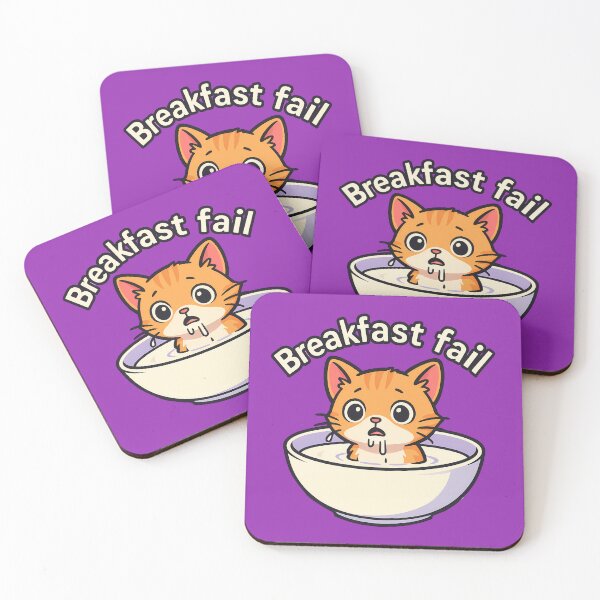 Item preview, Funny Cat Breakfast Fail Art designed and sold by Yuliya Brush.