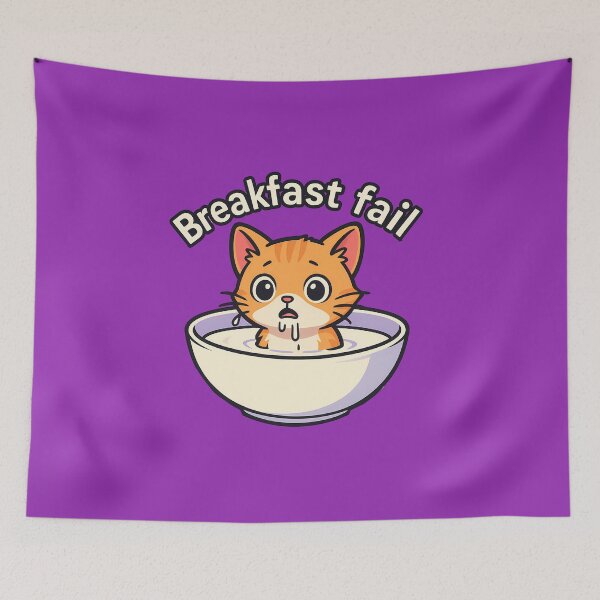 Item preview, Funny Cat Breakfast Fail Art designed and sold by Yuliya Brush.