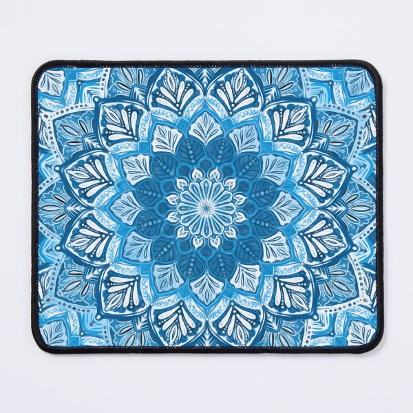 Item preview, Boho Mandala in Monochrome Blue and White designed and sold by micklyn.