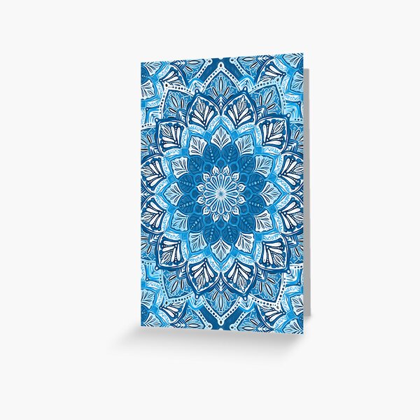 Item preview, Boho Mandala in Monochrome Blue and White designed and sold by micklyn.