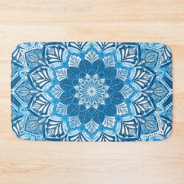 Item preview, Boho Mandala in Monochrome Blue and White designed and sold by micklyn.