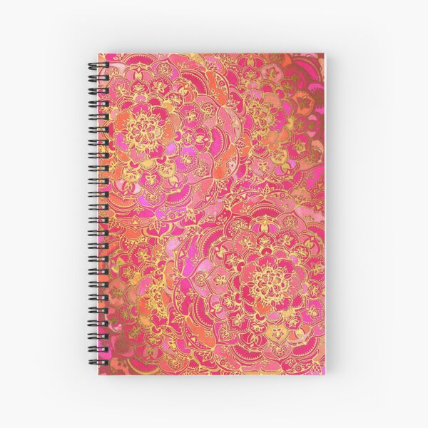 Aperçu de l'œuvre Motif floral baroque rose vif et or créée et vendue par micklyn.