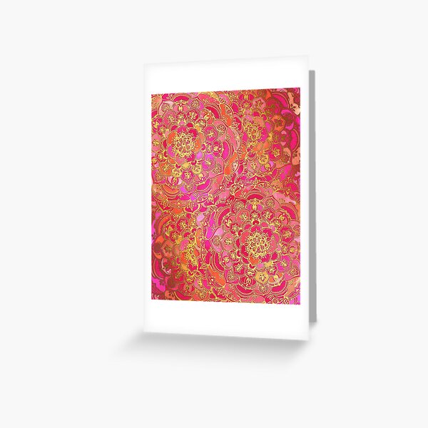Item preview, Hot Pink and Gold Baroque Floral Pattern designed and sold by micklyn.