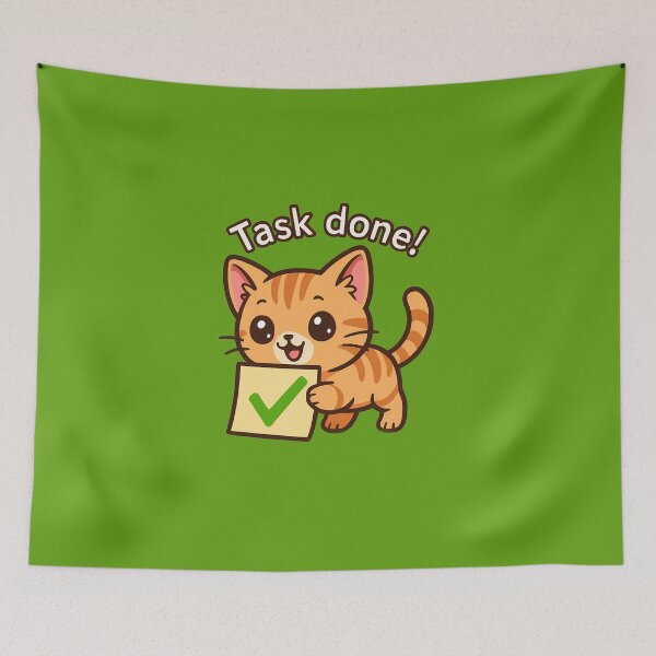 Item preview, Happy Cat Task Done Art designed and sold by Yuliya Brush.