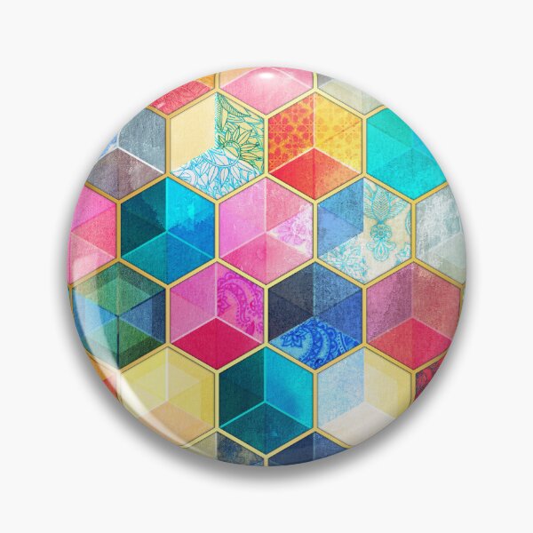 Item preview, Crystal Bohemian Honeycomb Cubes - colorful hexagon pattern designed and sold by micklyn.