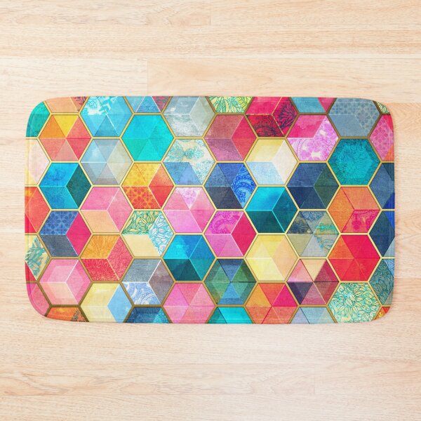 Item preview, Crystal Bohemian Honeycomb Cubes - colorful hexagon pattern designed and sold by micklyn.