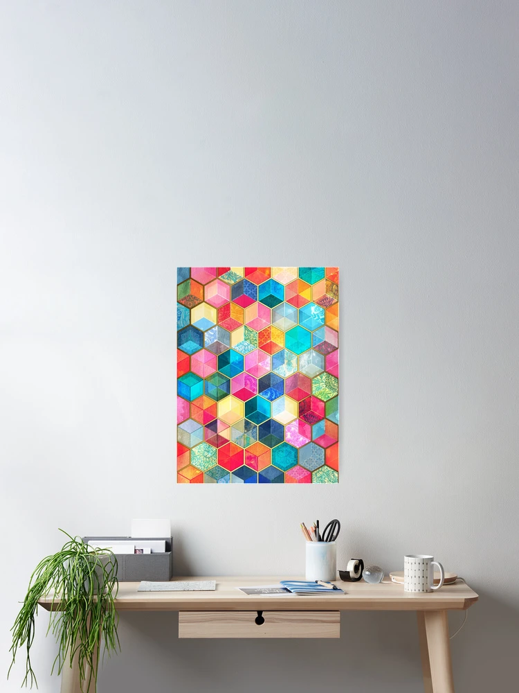 Society6 ケース Crystal Bohemian Honeycomb Cubes - colorful Crystal Bohemian Honeycomb Cubes - colorful hexagon pattern