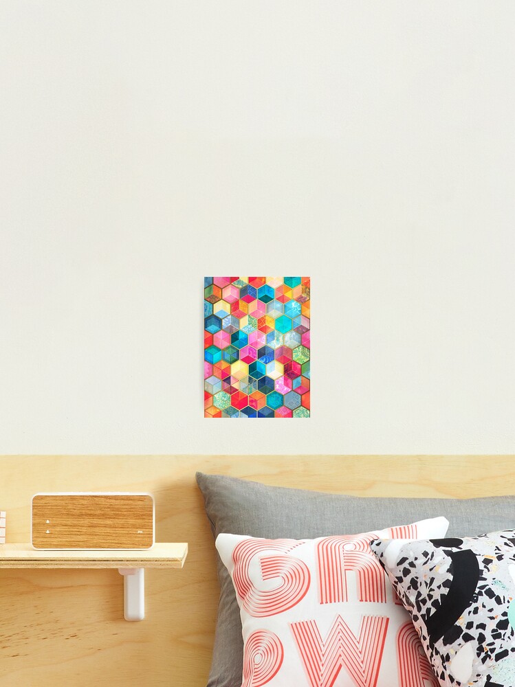 Crystal Bohemian Honeycomb Cubes - colorful hexagon pattern
