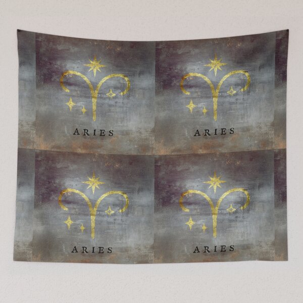 Artikelvorschau, Sternzeichen Widder | Goldenes astrologisches Symbol auf Grunge-Textur entworfen und verkauft von Deliberate Creations.