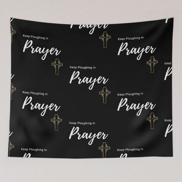 Item preview, Keep Ploughing in Praying Christian Gold Cross Bible Scripture Verse designed and sold by Ceramic Scripture.