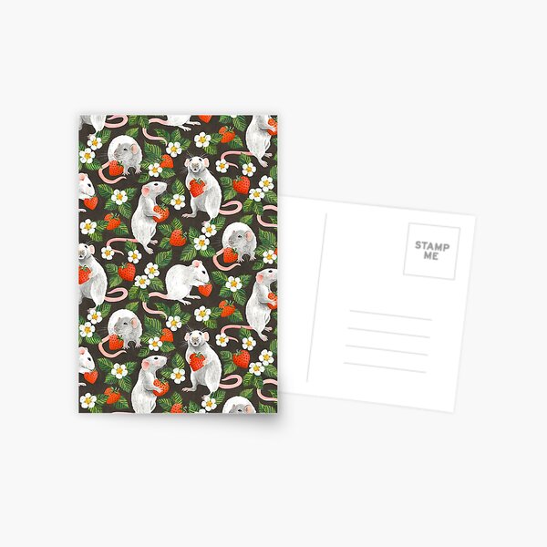 Item preview, Rats Love Strawberries on vintage dark brown designed and sold by micklyn.