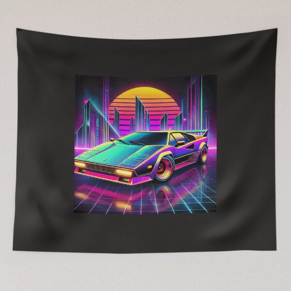Item preview, 80s Synthwave Retro Car – Neon City Outrun Aesthetic by Marcinkowski-Studio designed and sold by Marcinkowski-studio .