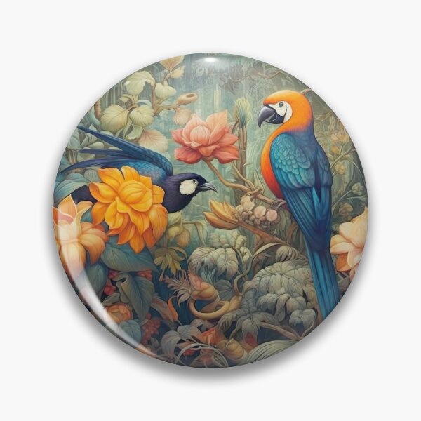 Item preview, Tropical Birds in Bloom – Fantasy Jungle Art	 designed and sold by StudioDina.