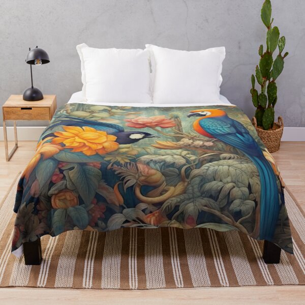 Item preview, Tropical Birds in Bloom – Fantasy Jungle Art	 designed and sold by StudioDina.