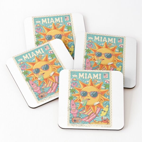 Item preview, Miami Summer Stamp – Surreal Cartoon Vacation Vibes designed and sold by Nachiteca.