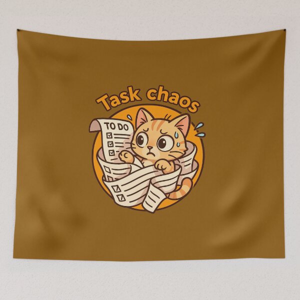 Item preview, Funny Cat Task Chaos Art designed and sold by Yuliya Brush.