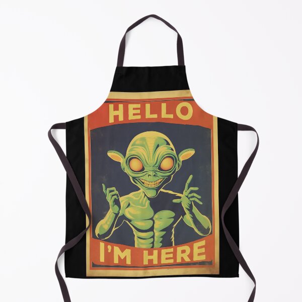 Item preview, Hello I’m Here Creepy Alien Funny Retro UFO & Aliens Lover designed and sold by SecretDicer.