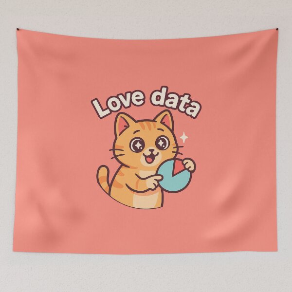 Item preview, Cute Cat Love Data Art designed and sold by Yuliya Brush.